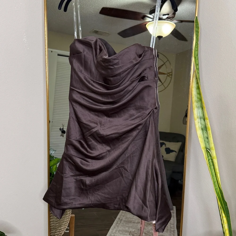 HOUSE OF CB 'Jasmine' Chocolate Draped Strapless Corset Dress NWT - Picture 9 of 10